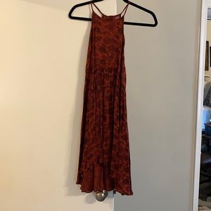 High neck flowy, sleeve-less dress